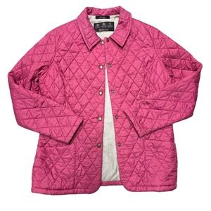 Barbour Quilted Spring Barn Chore Jacket Pink Diamond Stitch Snap Front Size‎ 10
